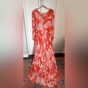 Free People NWOT First Kiss Maxi Dress in Tangerine